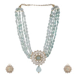 Gemstone Jhalak 22k Gold Plated Pendant Set