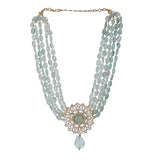 Gemstone Jhalak 22k Gold Plated Pendant Set