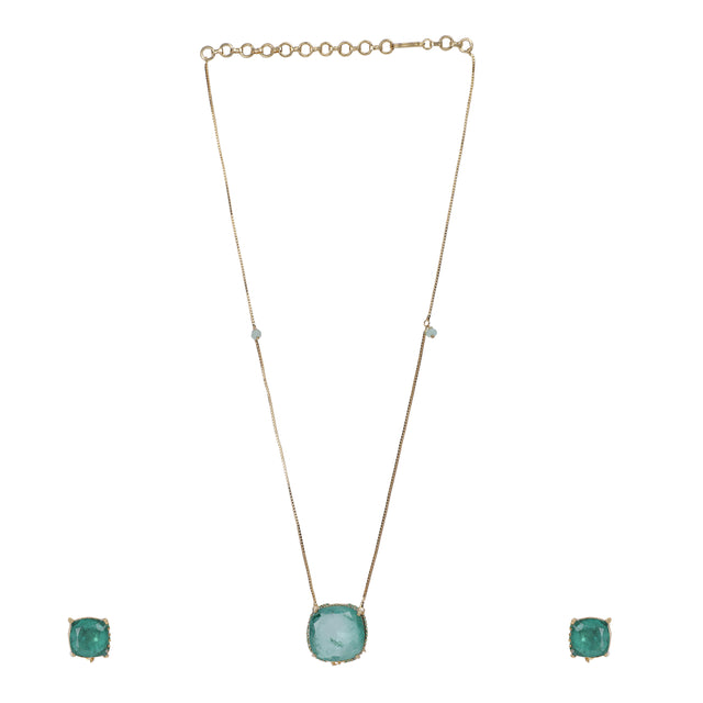 Gemstone Kajri 22k Gold Plated Pendant Set