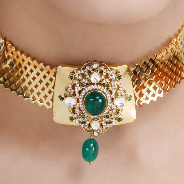 Megha Collection Rikki Zircon Necklace Set