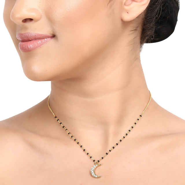 Suhag Half Moon Zircon Mangalsutra Pendant