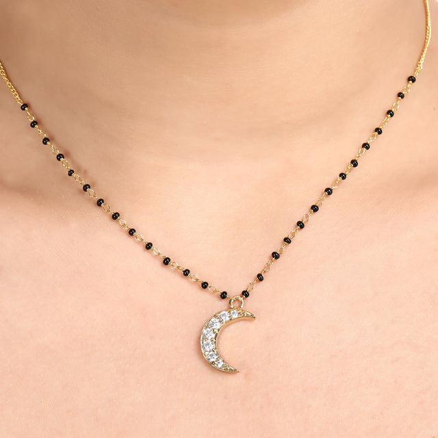 Suhag Half Moon Zircon Mangalsutra Pendant
