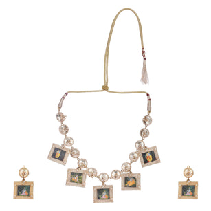 22k Gold Plated Krishna Murali Necklace Set