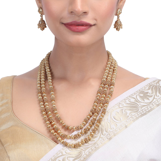Vernika south gold plated necklace set