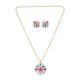 22k Gold Plated Teej Navratna Pendant Set