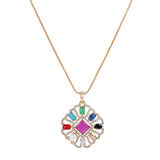 22k Gold Plated Teej Navratna Pendant Set