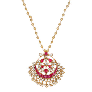 22k Gold Plated Teej Darpanika Pendant Set