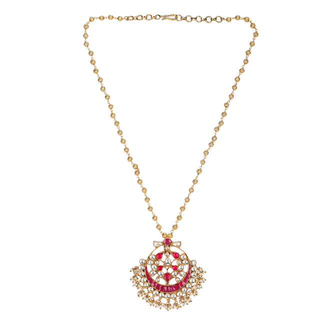 22k Gold Plated Teej Darpanika Pendant Set