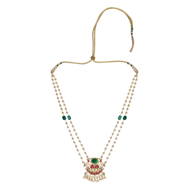 22k Gold Plated Teej Gavaksha Pendant Set