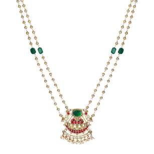 22k Gold Plated Teej Gavaksha Pendant Set