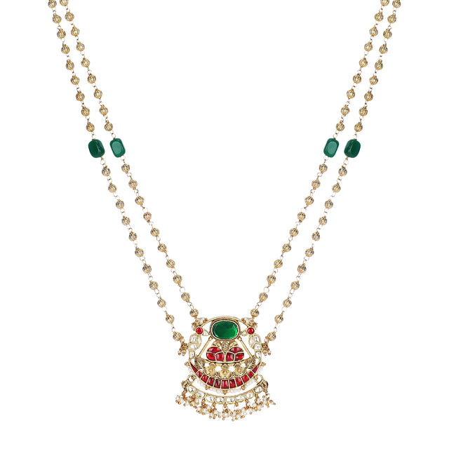 22k Gold Plated Teej Gavaksha Pendant Set