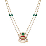 22k Gold Plated Teej Gavaksha Pendant Set