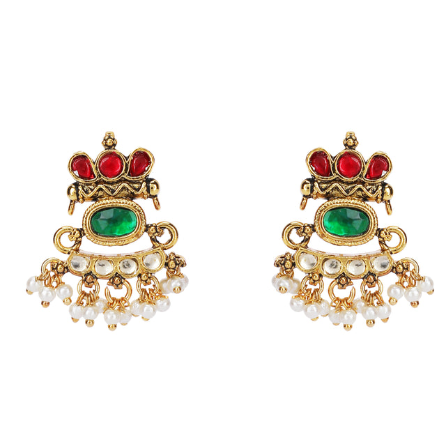 22k Gold Plated Teej Gavaksha Pendant Set