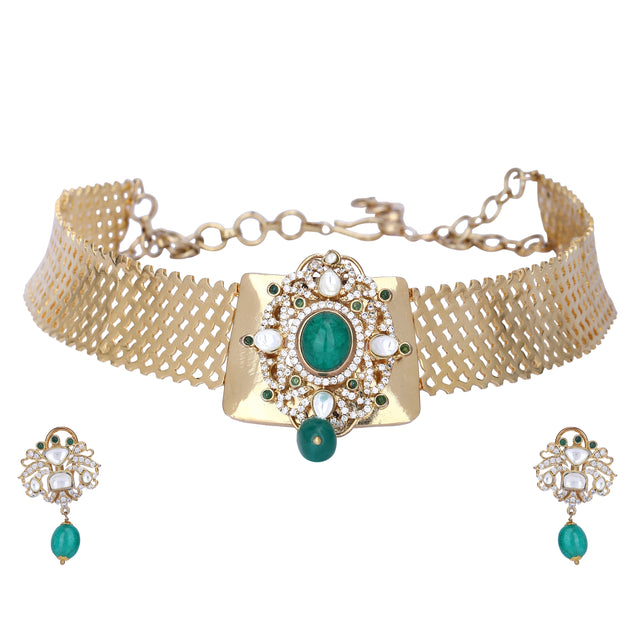 Megha Collection Rikki Zircon Necklace Set