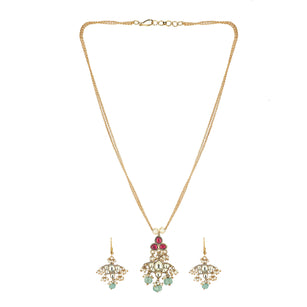 22k Gold Plated Amolya Jhumira Pendant Set