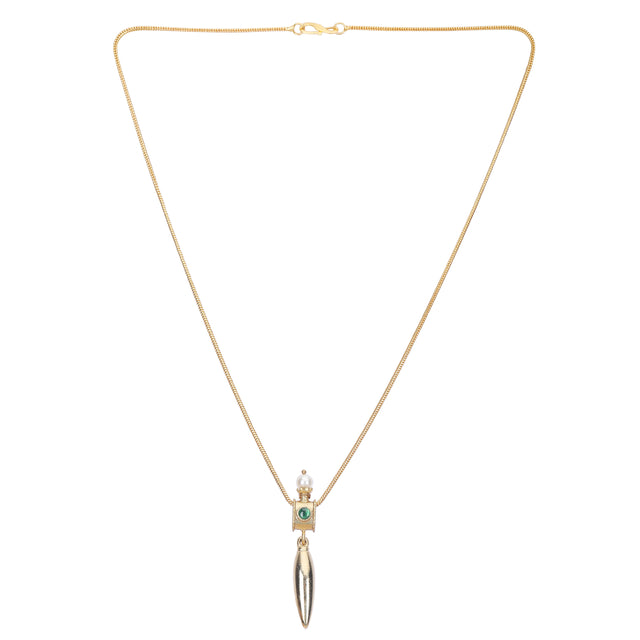 Sparsh 22k Gold Plated Fresh Water Pearl, Green Onyx Pendant