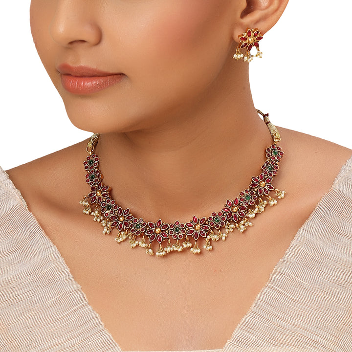 22k Gold Plated Kanchan Gauravi Necklace Set