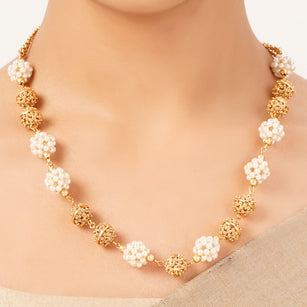 22k Gold Plated Sunheri Kamal Necklace Set