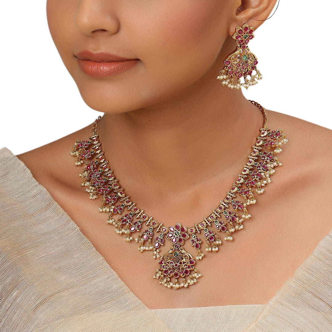 22k Gold Plated Kanchan Jayashree Necklace Set