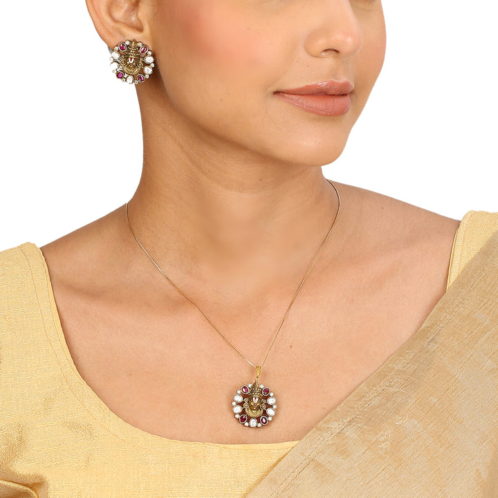 22k Gold Plated Sampada Devyasha Pendant set