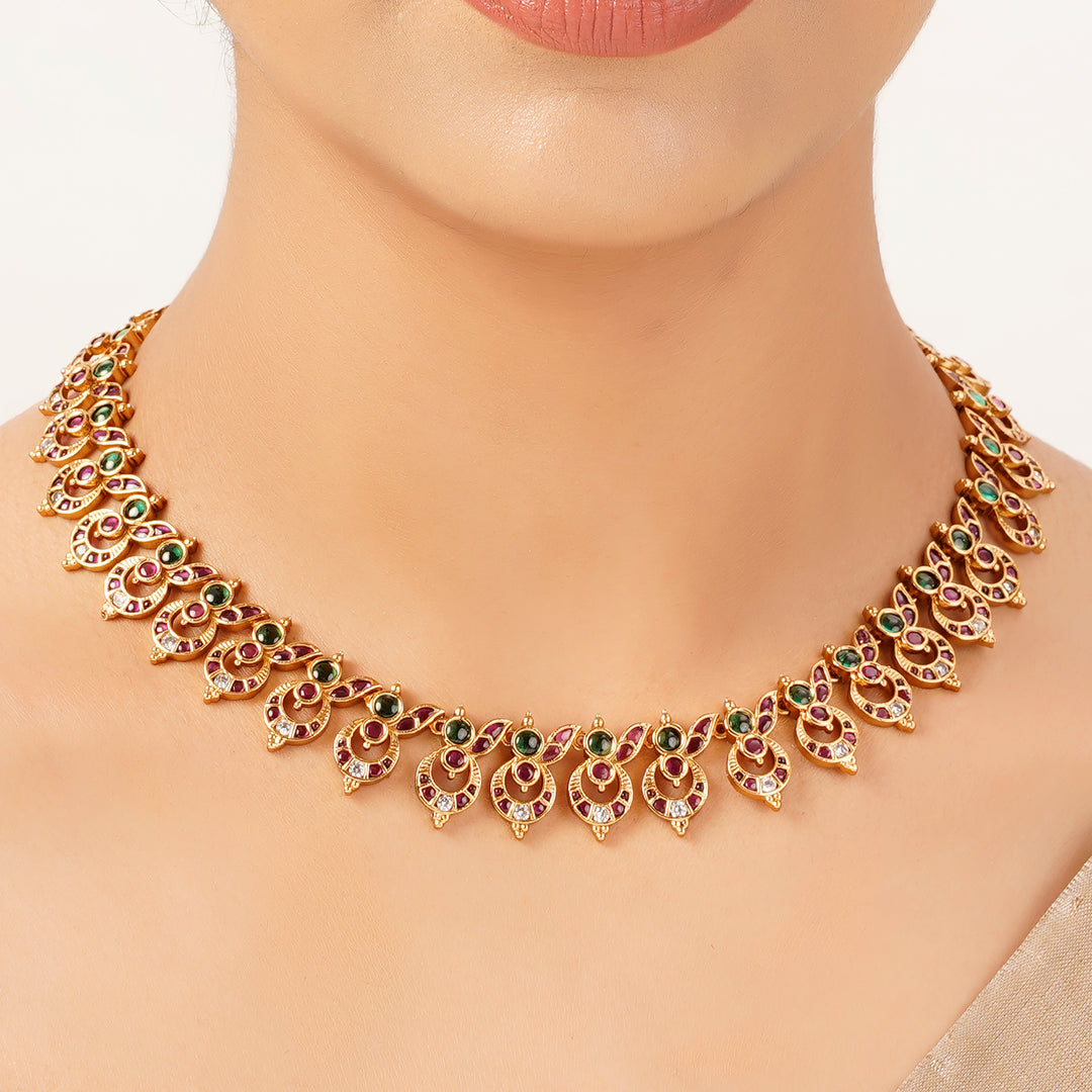 22k Gold Plated Sunheri Tarini Necklace Set