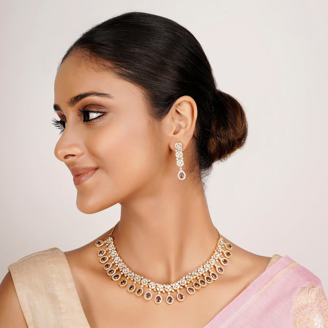 22k Gold Plated Zivara Kanira Necklace Set