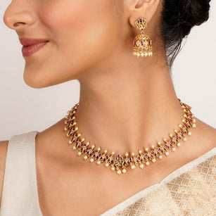 22k Gold Plated Kanaka Iravati Necklace Set