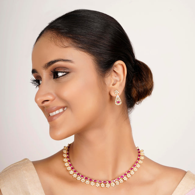 22k Gold Plated Zivara Pushira Necklace Set