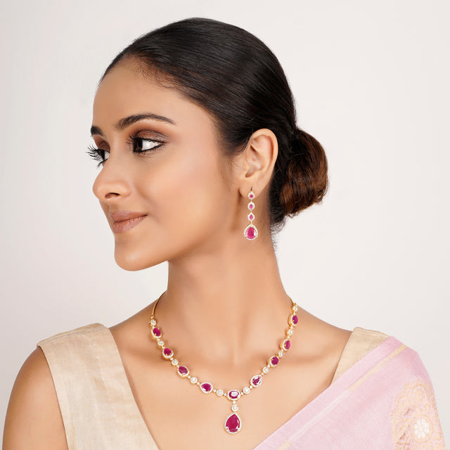 22k Gold Plated Zivara Ruhaya Necklace Set