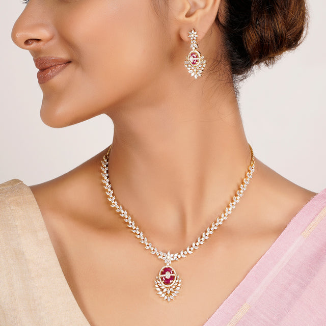 22k Gold Plated Zivara Zarya Necklace Set
