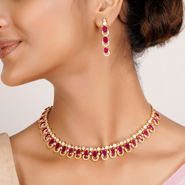 22k Gold Plated Zivara Vamika Necklace Set