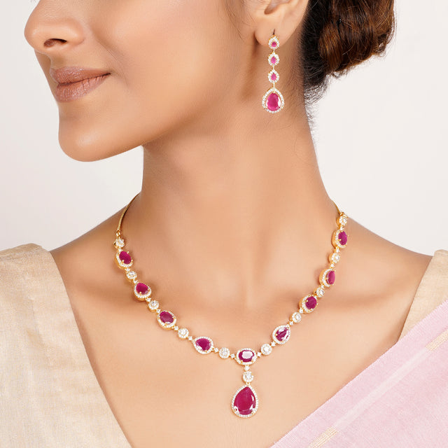 22k Gold Plated Zivara Ruhaya Necklace Set
