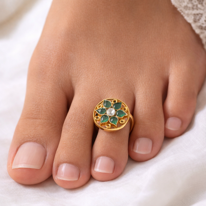 22k Gold Plated Noorja Panna Toe Ring