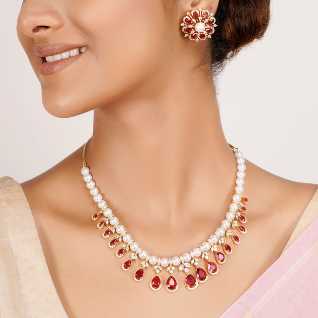 22k Gold Plated Zivara Rajnavi Necklace Set