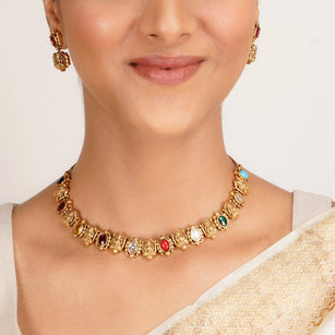 22k Gold Plated Kanaka Prisha Necklace Set