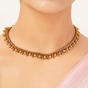 22k Gold Plated Sunheri Mrinal Necklace Set