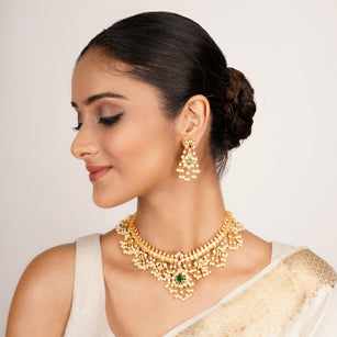 22k Gold Plated Kanaka Anvaya Necklace Set