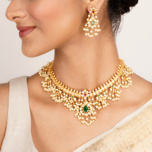 22k Gold Plated Kanaka Anvaya Necklace Set