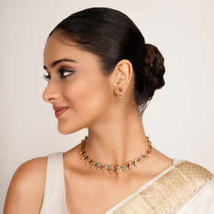 22k Gold Plated Kanaka Ojal Necklace Set