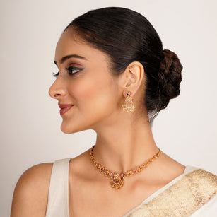 22k Gold Plated Kanaka Tiya Necklace Set