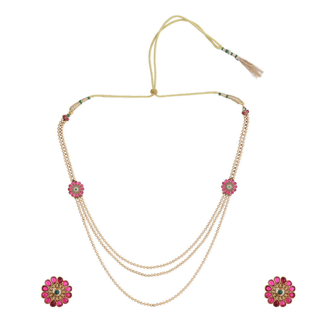 22k Gold Plated Kanchan Navaratna Necklace Set