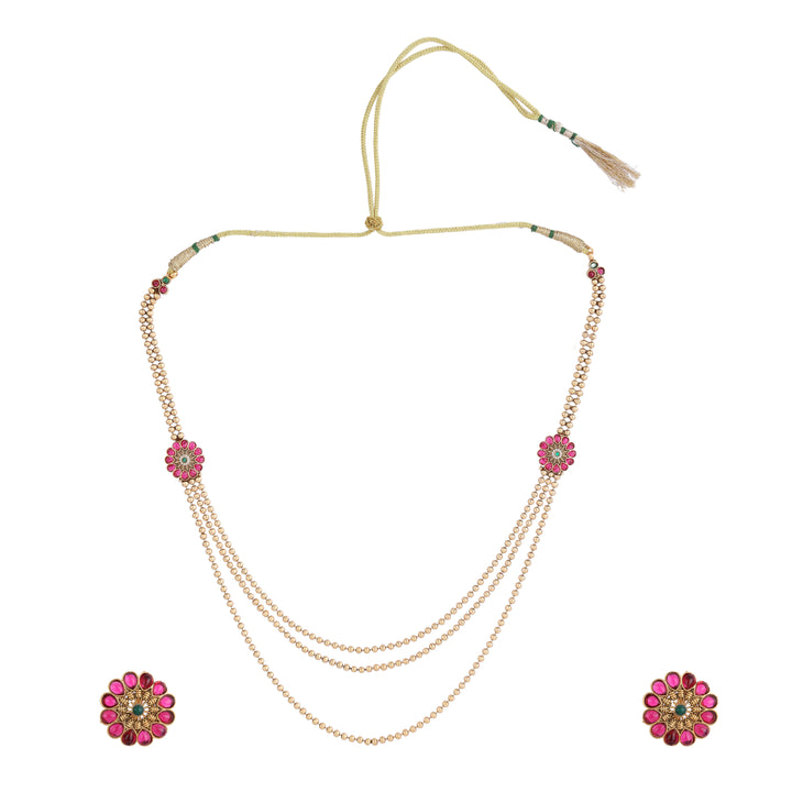 22k Gold Plated Kanchan Navaratna Necklace Set