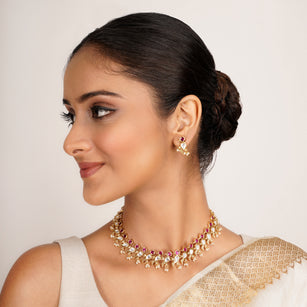 22k Gold Plated Kanaka Mehal Necklace Set