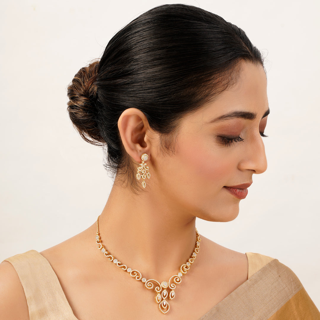 22k Gold Plated Gulnaar Kesar Necklace Set