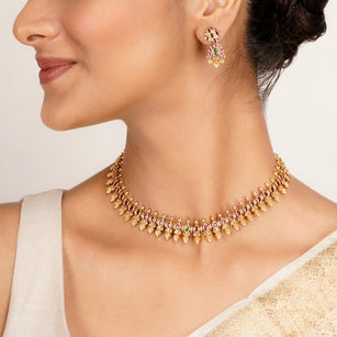 22k Gold Plated Kanaka Nyra Necklace Set