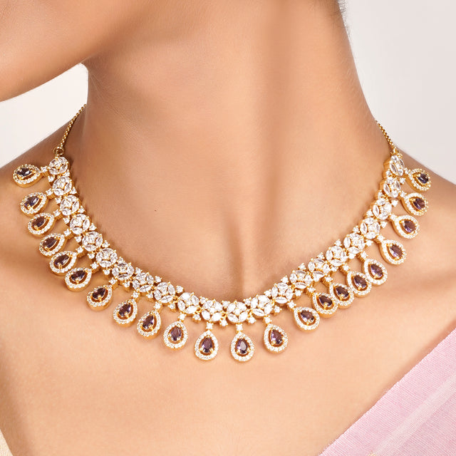 22k Gold Plated Zivara Kanira Necklace Set