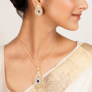 22k Gold Plated Ridhi Kumbha Pendant Set