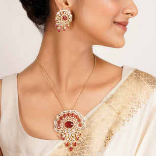 22k Gold Plated Ridhi Lata Pendant Set