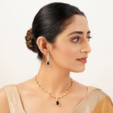 22k Gold Plated Gulnaar Neelam Necklace Set