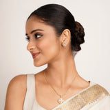 22k Gold Plated Ridhi Ardhachandra Pendant Set